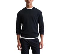 Marc O'Polo Herren-Pullover Rundhals Piqué-Struktur Baumwolle Slim Fit Blau M