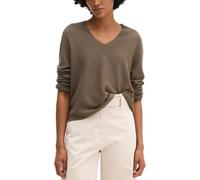 Strickpullover MARC O'POLO "aus reiner Bio-Baumwolle", Damen, Gr. M, stone taupe, Obermaterial: 100% Baumwolle, unifarben, V-Ausschnitt, Pullover Strickpullover (32812023-M) stone taupe