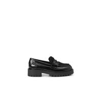 Loafer MARC O'POLO "aus gewachstem Leder und Teddyfell", Damen, Gr. 42, schwarz, Obermaterial: 100% Polyester, unifarben, Schuhe Loafer (91425803-42) schwarz