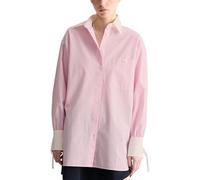 Langarmbluse MARC O'POLO DENIM "aus Papertouch Popeline", Damen, Gr. L, rosa (light pink), Obermaterial: 100% Baumwolle, gestreift, loose fit normal, Manschette, Blusen (82598462-L) light pink