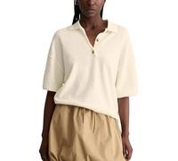 Poloshirt MARC O'POLO DENIM "aus Crinkled Organic Cotton-Mix", Damen, Gr. XS, creamy weiß, Obermaterial: 81% Baumwolle, 19% Polyamid, unifarben, regular fit, Shirts (57954423-XS) creamy weiß