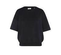 Sweatshirt MARC O'POLO "aus Interlock-Jersey", Damen, Gr. XS, blau (deep night blau), Obermaterial: 78% Baumwolle, 18% Polyester, 4% Elasthan, unifarben, sportlich, regular fit, Rundhals, Kurzarm norm