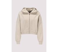 Sweatjacke MARC O'POLO "mit recycelter Baumwolle", Damen, Gr. S, linen beige, Obermaterial: 100% Baumwolle, unifarben, relaxed fit, Rippbündchen, Sweatjacken Sweatjacke (88668658-S) linen beige