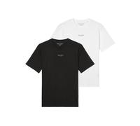 Marc O'Polo Herren T-Shirt, 2er Pack - Medium-Logo, Regular Fit, Baumwolle, Logoprint, uni Schwarz/Weiß / L L Mehrfarbig