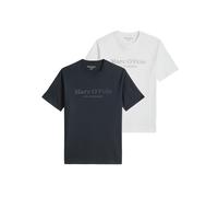 Marc O'Polo Herren T-Shirt, 2er Pack - Big-Logo, Regular Fit, Baumwolle, Logoprint, uni Blau/Weiß / XL XL Mehrfarbig
