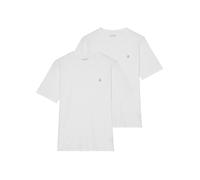 Marc O'Polo Herren T-Shirt, 2er Pack - Small-Logo, Regular Fit, Baumwolle, uni Weiß / L L Weiß