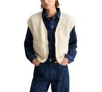 Marc O'Polo Denim Sweatweste V-Ausschnitt, aus recyceltem Polyester, Damen Gr. S, weiß blush