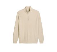 Troyer MARC O'POLO, Herren, Gr. M, gray silk, Strick, Obermaterial: 71% Baumwolle, 19% Schurwolle, 10% Polyamid, regular fit, Rippbündchen, Pullover Troyer, lässiger Bi-Color-Effekt (54008464-M) gray
