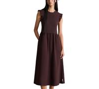Jerseykleid MARC O'POLO DENIM "mit Baumwoll-Popelinerock", Damen, Gr. XL, Normalgrößen, braun (burnt aubergine), Obermaterial: 96% Baumwolle, 4% Elasthan, unifarben, slim fit wadenlang, Rundhals, Klei