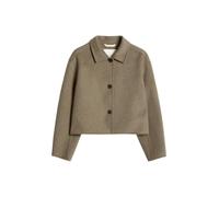 Outdoorjacke MARC O'POLO "aus hochwertigem Melange-Doubleface", Damen, Gr. 42, stone taupe melange, Obermaterial: 50% Wolle, 47% Polyester, 3% Sonstige Fasern, unifarben, regular fit, blind abgesteppt
