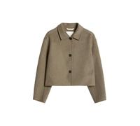 Outdoorjacke MARC O'POLO "aus hochwertigem Melange-Doubleface", Damen, Gr. 42, stone taupe melange, Obermaterial: 50% Wolle, 47% Polyester, 3% Sonstige Fasern, unifarben, regular fit, blind abgesteppt