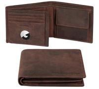 Marc Peter® California AirTag Wallet mit Münzfach und RFID-Schutz | AirTag Geldbeutel | Apple Airtag Portemonnaie | Vintage Braun Geldbörse