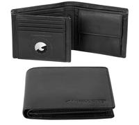Marc Peter® California AirTag Wallet mit Münzfach und RFID-Schutz | AirTag Geldbeutel | Apple Airtag Portemonnaie | Schwarz Nappa Geldbörse
