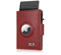 Marc Peter® Chicago Rot Leder Push Air Slim Wallet | Airtag Geldbörse mit Münzfach | RFID Schutz kleines Mini Portmonee