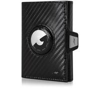 Marc Peter® Jupiter Airtag Echtleder Geldbörse mit XL Münzfach | Kleines Portemonnaie für Herren mit RFID | Apple Airtag Kompatible Mini Geldbörse |Kreditkartenetui für bis zu 11 Karten Carbon