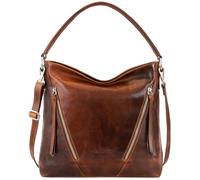 Marc Peter Santorini Handtasche Damen I Damenhandtasche aus Nappaleder I Vintage Umhängetasche I Schultertasche Waxy Braun