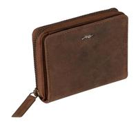 Marc Peter® Vintage Geldbörse Lisa, Kleine Portemonnaie, Geldbeutel aus Leder, mit TÜV-gepruftem RFID-Schutz, inkl Geschenk-Box, für Damen Hunter Braun