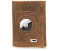 Marc Peter® Washingon Leder Slim Wallet - Airtag Geldbörse mit Münzfach - RFID Schutz kleines Mini Portmonee - Kreditkartenetui Kartenetui - Airtag Portemonnaie Bräune Vintage XL Münzfach