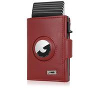 Marc Peter® Washington Rot Nappa Leder Push Air Slim Wallet | Airtag Geldbörse mit XL Münzfach | RFID Schutz Kleines kartenetui Mini Portmonee