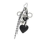 MARCBUSE Edgy Silver Bead Handtaschen-Charm, Punk-Schleifen, Akzent und praktische Konstruktion, modischer Schlüsselanhänger, Taschenanhänger für Rucksack, Perlen, Punk-Tasche, Schwarz
