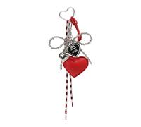 MARCBUSE Edgy Silver Bead Handtaschen-Charm, Punk-Schleifen, Akzent und praktische Konstruktion, modischer Schlüsselanhänger, Taschenanhänger für Rucksack, Perlen, Punk-Tasche, rot
