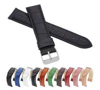 MARCHEL Croco LM-45 Lederarmband 20 mm Schwarz Krokoprägung Uhrenarmband Krokodilmuster Uhrband Rindsleder