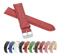 MARCHEL Croco LM-75 Lederarmband 19 mm Rot Krokoprägung Uhrenarmband Krokodilmuster Uhrband Rindsleder