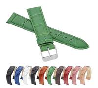 MARCHEL Croco LM-80 Lederarmband 20 mm Grün Krokoprägung Uhrenarmband Krokodilmuster Uhrband Rindsleder