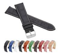 MARCHEL Croco LM Lederarmband Schwarz Braun Weiß Rot Blau Grün Krokoprägung Uhrenarmband Krokodilmuster Uhrband Rindsleder