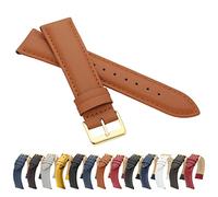 MARCHEL Glattleder 14 mm Hellbraun LLB-125 Gold Lederarmband Echtleder Uhrenarmband Uhrband Rindsleder Feines Leder Uhr Band