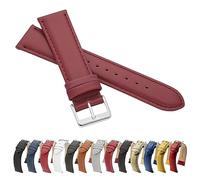 MARCHEL Glattleder 20 mm Rot XL LLB-40 Extra Lang Lederarmband Echtleder Uhrenarmband Uhrband Rindsleder Feines Leder Uhr Band