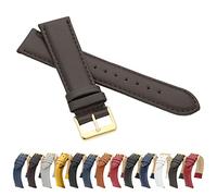 MARCHEL Glattleder Echtleder 18 mm LLB-130 Schließe in Gold Lederarmband Uhrenarmband Uhrband Uhrenbänder Rindsleder Feines Leder Band Uhr (18 mm, Braun)