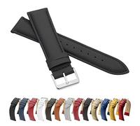 MARCHEL Glattleder LLB Lederarmband Echtleder Uhrenarmband Uhrband Uhrenbänder Rindsleder Feines Leder Uhr Band (18 mm, Schwarz)