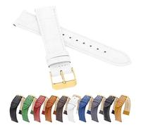 MARCHEL Gold Croco LM Lederarmband Schwarz Blau Weiß Braun Rot Grün Krokoprägung Uhrenarmband Krokodilmuster Rindsleder Uhrband Goldene Schließe