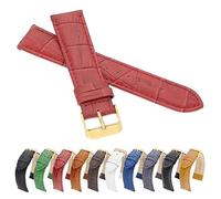 MARCHEL Gold Croco LM Lederarmband Schwarz Blau Weiß Braun Rot Grün Krokoprägung Uhrenarmband Krokodilmuster Rindsleder Uhrband Goldene Schließe