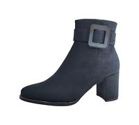 MARCO TOZZI Damen Stiefeletten mit Absatz Vegan mit Reißverschluss, Blau (Dk.Navy Comb), 41 EU