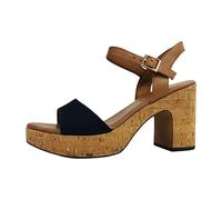 Marco Tozzi Plateau-Sandale Damen mit Absatz, verstellbarem Riemen, Blau (Navy Comb) 36