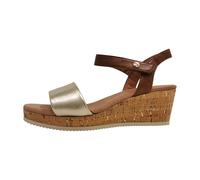 MARCO TOZZI Damen Sandalen mit Keilabsatz mit Lederanteil Sommer, Gold (Gold Comb), 38 EU