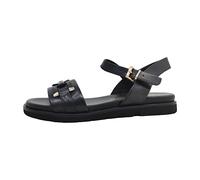 MARCO TOZZI Damen Sandalen flach mit Verstellbarem Riemen Vegan, Schwarz (Schwarz), 37 EU