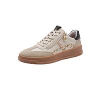 Plateausneaker MARCO TOZZI BY GMK, Damen, Gr. 41, grau (sanftes weiß, grau), Lederimitat, Textil, aufgeraut, kontrastfarbene Details, leicht glänzend, Basic, Schuhe Plateausneaker, Freizeitschuh, Halb