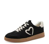 Plateausneaker MARCO TOZZI BY GMK, Damen, Gr. 38, schwarz, Lederimitat, Textil, unifarben mit Farbeinsatz, sportlich, Schuhe, Freizeitschuh, Halbschuh, Schnürschuh mit Plüsch-Details (78401560-38) sch