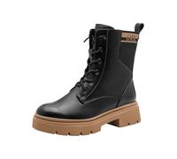 Marco Tozzi by Guido Maria Kretschmer Damen Stiefeletten zum Schnüren mit Reißverschluss Modern, Schwarz (Black/Nature), 38 EU