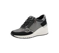 Marco Tozzi by Guido Maria Kretschmer Damen Wedge Sneaker mit Reißverschluss Sportlich, Schwarz (Black Comb), 41 EU