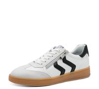 Plateausneaker MARCO TOZZI, Damen, Gr. 37, schwarz-weiß (weiß, schwarz), Lederimitat, Textil, unifarben mit Farbeinsatz, Veloursleder, sportlich, Schuhe, Freizeitschuh, Halbschuh, Schnürschuh mit Kont