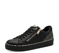 Marco Tozzi Plateausneaker LINE Damen vegan mit seitlichem Reißverschluss Schwarz Größe 40