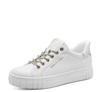 Plateausneaker MARCO TOZZI, Damen, Gr. 40, weiß, Lederimitat, Schuhe Plateausneaker, Freizeitschuh, Halbschuh, Schnürschuh mit gepolstertem Schaftrand (37921247-40) weiß
