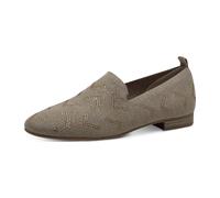 MARCO TOZZI Damen Slipper mit Blockabsatz Runde Spitze, Cremefarben (Dune metallic), 39 EU