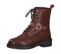 MARCO TOZZI Damen Stiefeletten zum Schnüren aus Leder mit Reißverschluss, Braun (Cognac), 39 EU