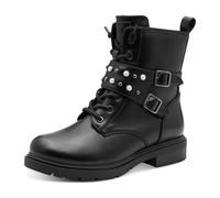 Schnürstiefelette MARCO TOZZI, Damen, Gr. 39, schwarz, Lederimitat, Schuhe Schnürstiefelette, Blockabsatz, Schnürboots mit Zierschnallen und Zierperlen (65428520-39) schwarz
