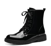 MARCO TOZZI Damen Stiefeletten zum Schnüren Flach mit Reißverschluss, Schwarz (Black Patent), 41 EU